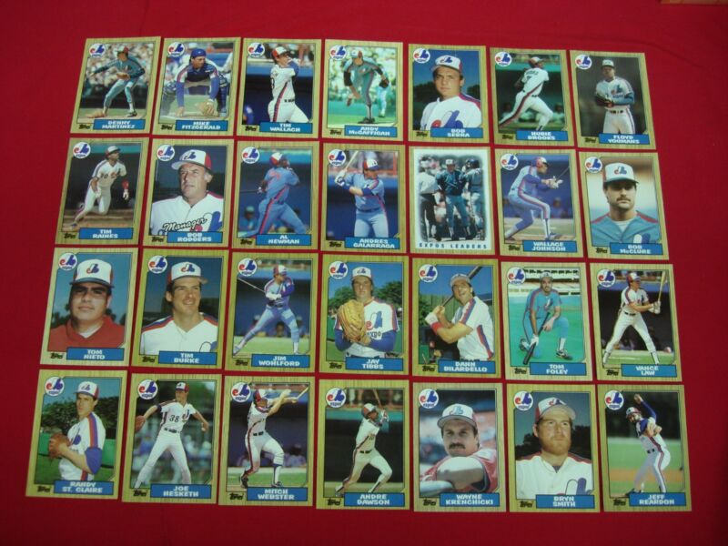1987 Topps Tiffany Montreal Expos Baseball Card Set featuring Tim Raines and Andre Dawson