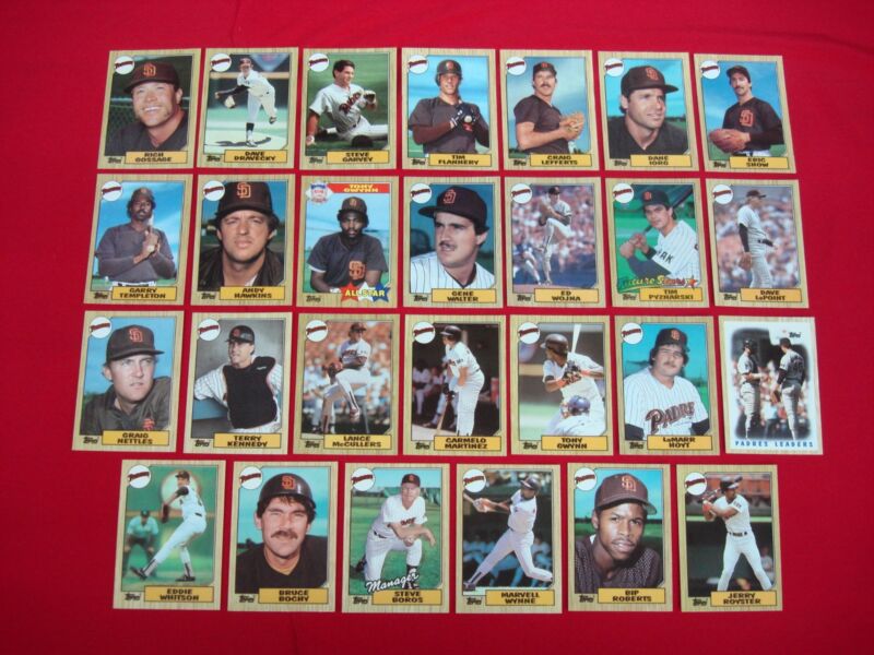 1987 Topps Tiffany San Diego Padres Baseball Card Set with Tony Gwynn