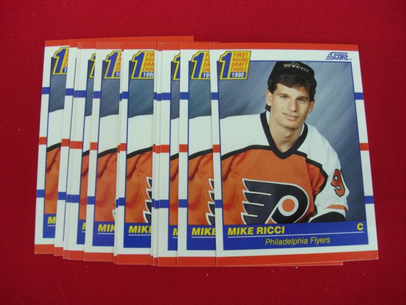Mike Ricci rookie hockey cards from the 1990-91 Score set (#433 RC)