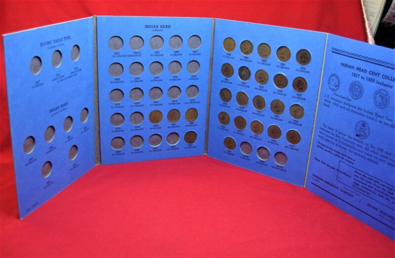 Collection of 25 Indian Head Cents coins from 1880-1908 in a Whitman folder