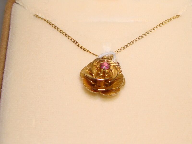 Vintage D.E.C. Gold-Filled Necklace with Pink Topaz Pendant - 14KGF