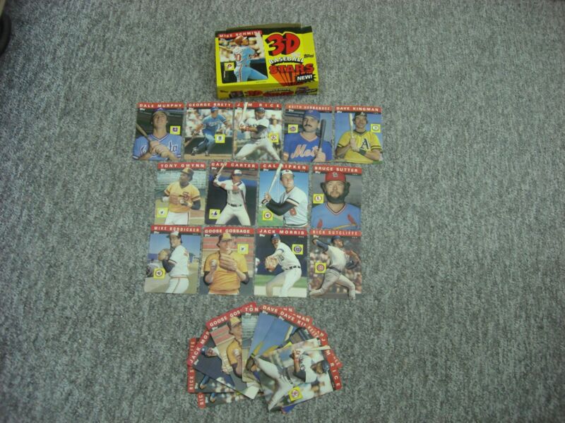 1985 Topps 3D Baseball Stars Cards - Ripken, Gwynn, Brett + Original Box