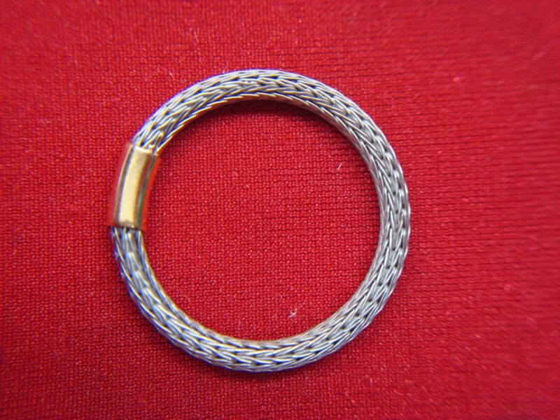 18K gold accented stainless steel cable ring, size 6