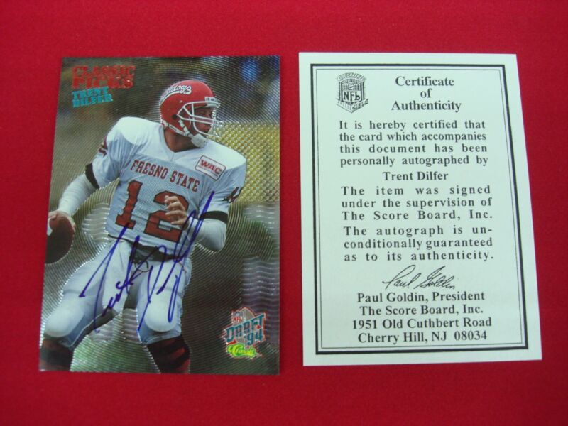 1994 Classic NFL Draft Picks Trent Dilfer Autographed Card (#LP 2) Fresno State Bulldogs - PSA Graded