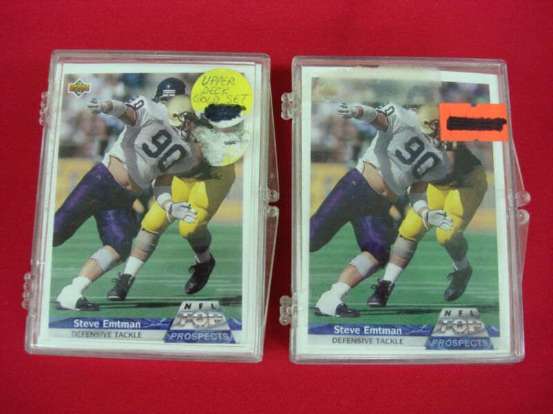 1992 Upper Deck NFL Top Prospects Gold Sets featuring Marino, Aikman, Sanders, Montana, and Rice