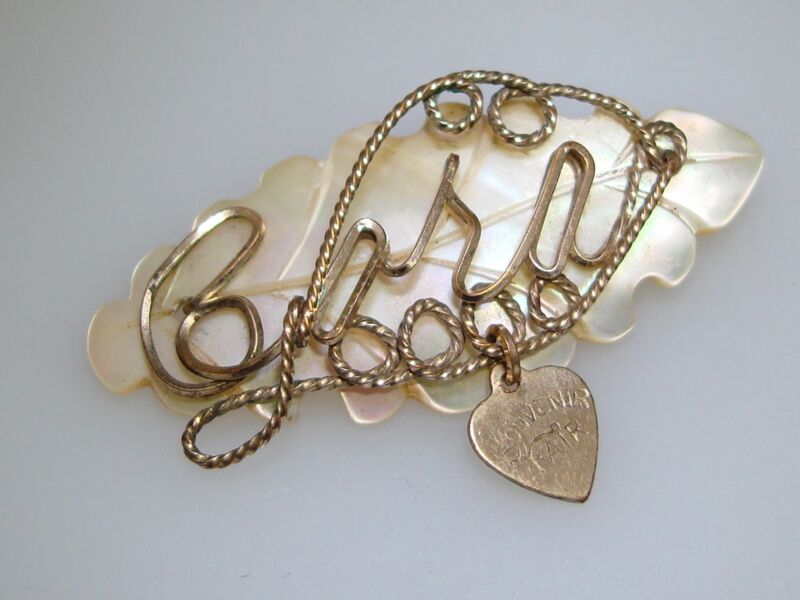 Vintage 1940s MOP Cora Souvenir Pin Brooch