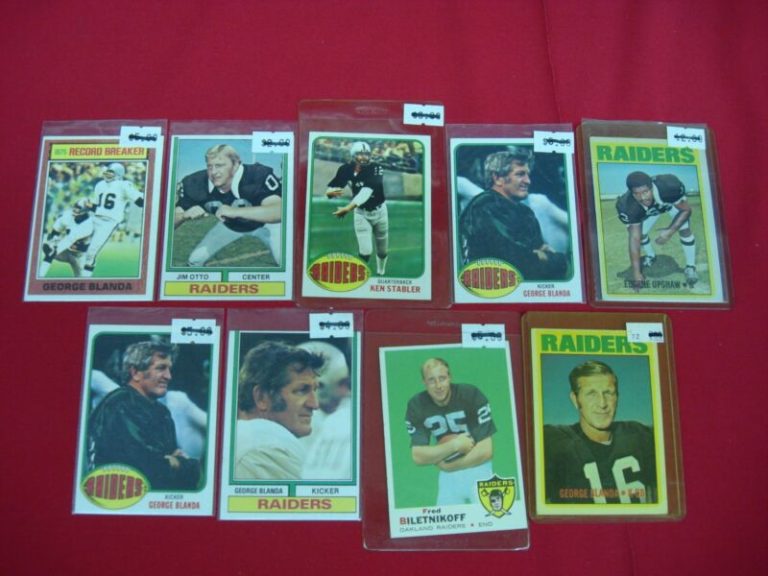 George Blanda Oakland Raiders Topps Card Lot (9 Cards)
