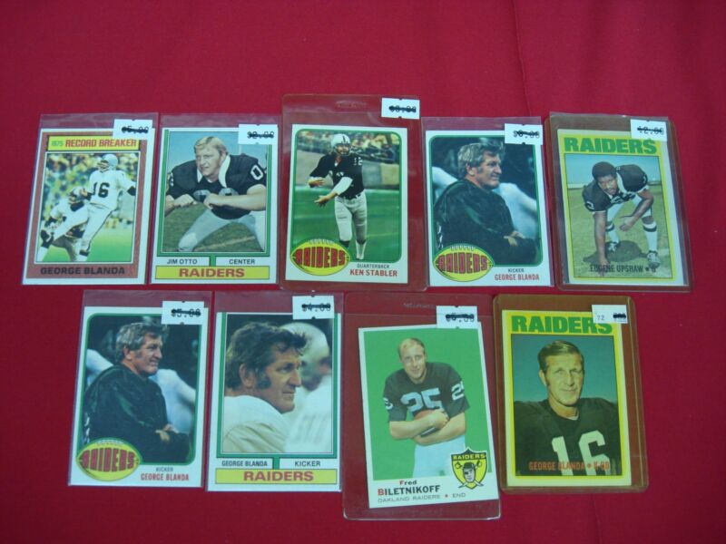 George Blanda Oakland Raiders Topps Card Lot (9 Cards)