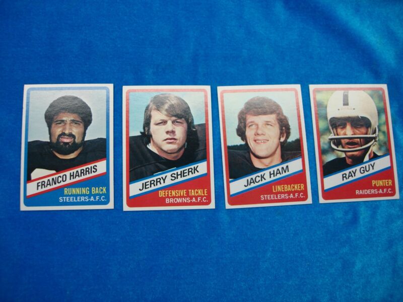 1976 Topps Football Wonder Bread All-Star Cards - Franco Harris, Sherrk, Ham & Guy