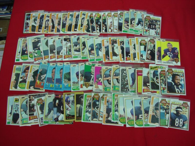 Vintage Chicago Bears Topps Football Card Lot (80+ Cards)