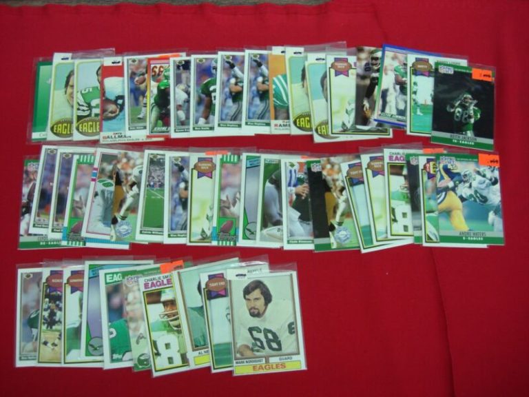 Vintage Philadelphia Eagles Topps football card lot with over 45 cards