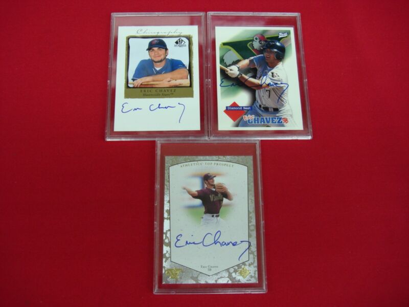 3 Eric Chavez Autographed Minor League Baseball Cards