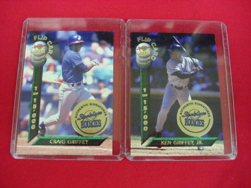 Ken Griffey Sr. signed rookie cards, including an autographed flip card