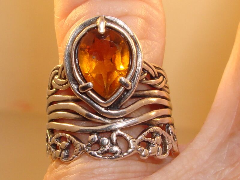Artisan Sterling Silver Citrine Ring, Size 6.5 (PZ, Israel)