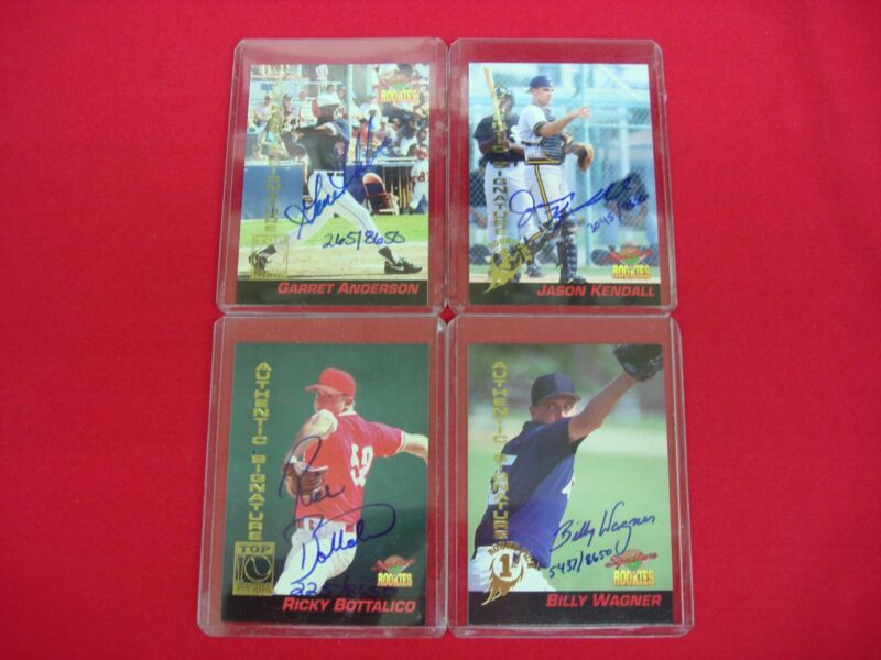 1994 Signature Rookies Autograph Card Lot featuring Ricky Bottalico, Billy Wagner, Jason Kendall, and Garret Anderson