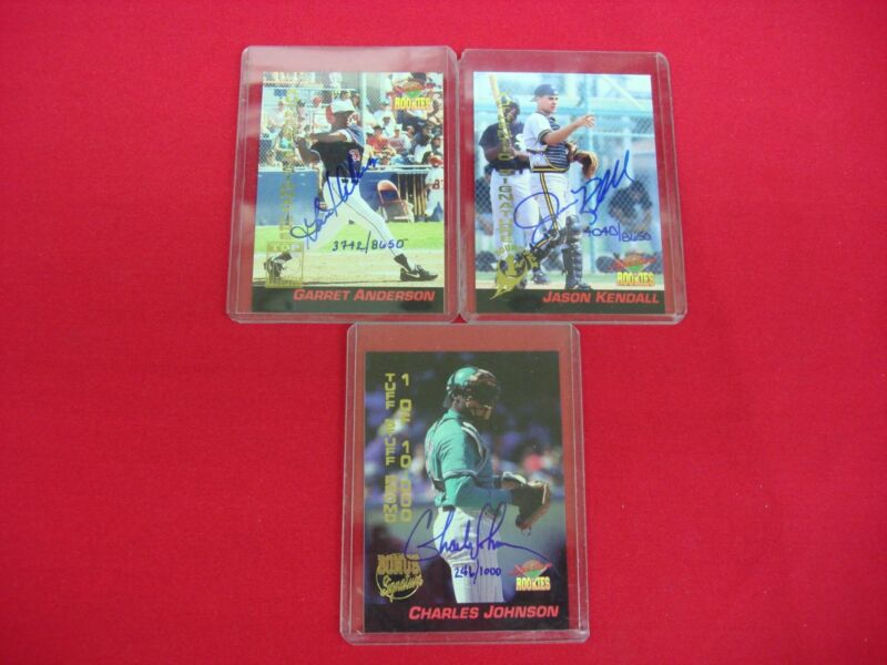 Set of three 1994 Signature Rookies autographed baseball cards