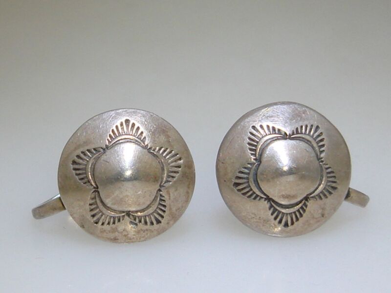 Vintage Southwestern Sterling Silver Sunrise Earrings (1930s-40s)