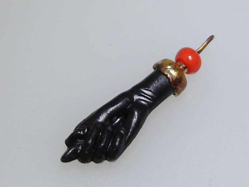 Black figa hand charm with gold plating