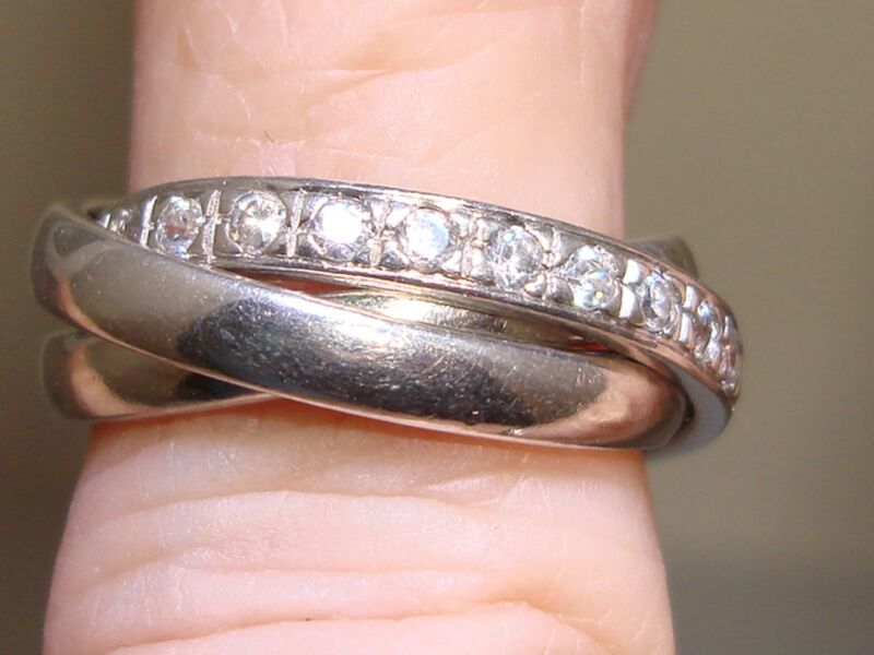 Sterling Silver Trinity Ring Set with Cubic Zirconia - Size 5