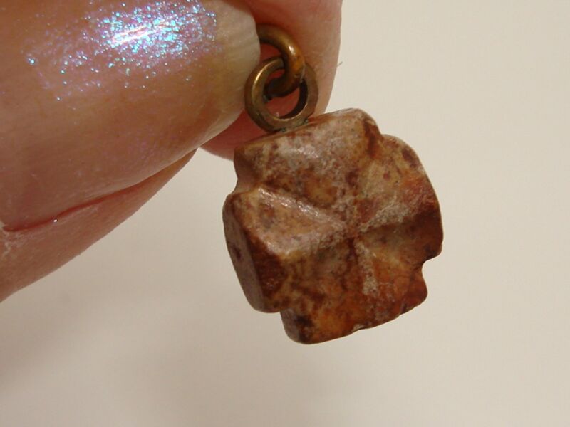 Antique Carved Rosewood Cross Charm