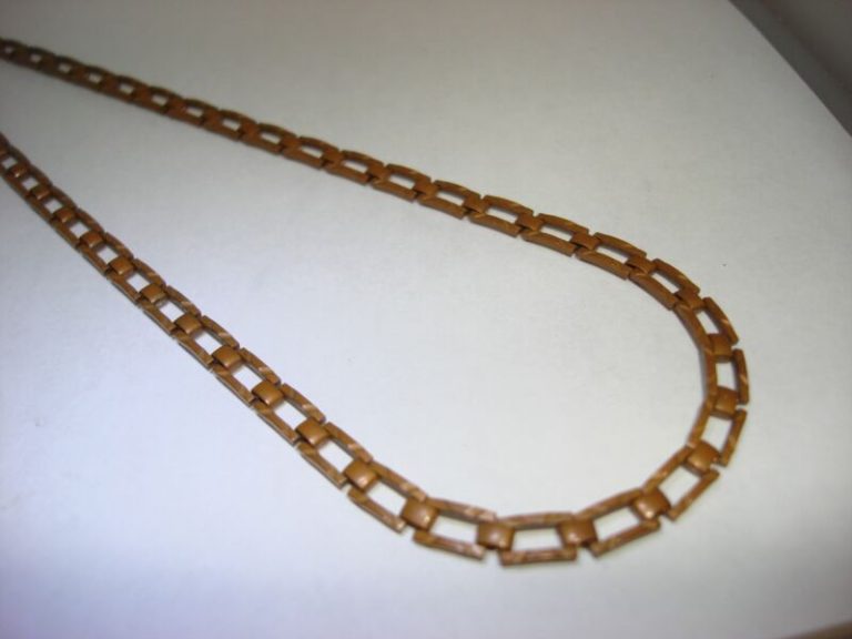Antique Art Deco etched copper choker necklace
