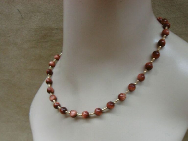 Vintage 1970s gold filled choker necklace with sparkling gold stone beads