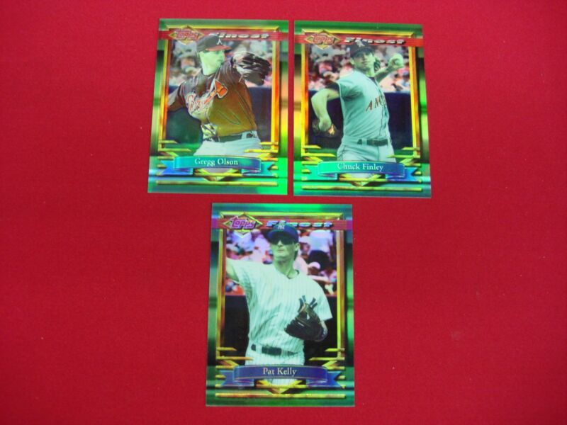 Three 1994 Topps Finest Refractor parallel baseball cards featuring minor league players.