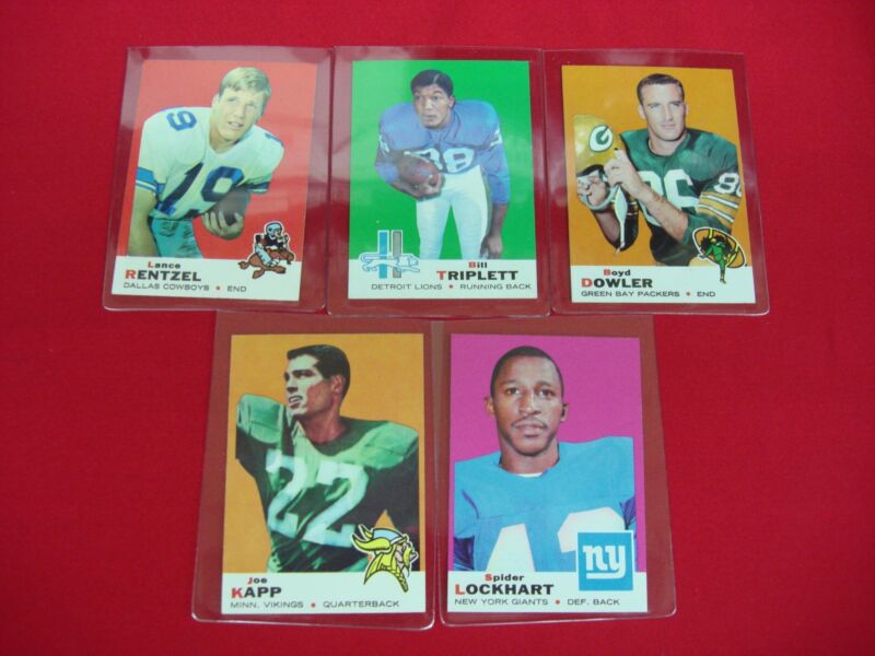Vintage 1969 Topps Football Card Lot of 5 - Near Mint (NM) or Better
