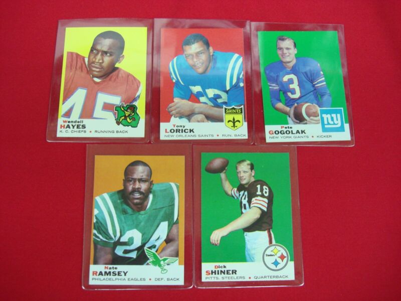 5-card break from the 1969 Topps Football card series in Near Mint or Better condition.