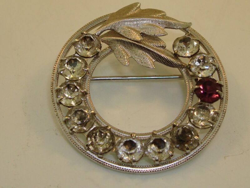Vintage DCE Curtis sterling silver mother's birth month pin with rhinestones