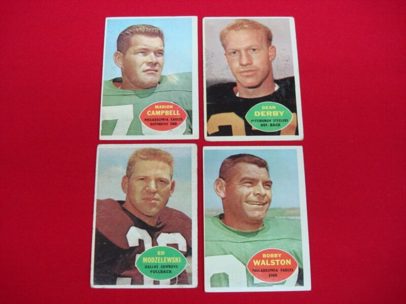 Vintage 1960 Topps Football Card Lot of 4