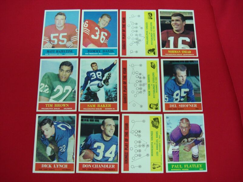 12-card lot of 1964 Philadelphia Football Chewing Gum trading cards in Excellent/Near Mint (EX/NM) condition