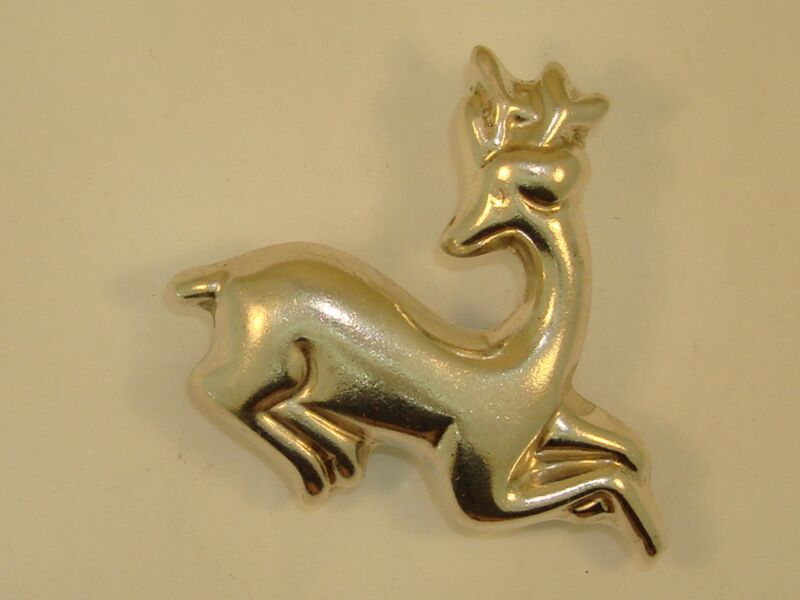 Vintage Sterling Silver Mexico Christmas Deer Pin Brooch | 925 Hallmark