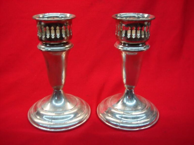 Vintage Empire Sterling Silver Candle Sticks (Weighted) w/Adapters - Excellent Condition