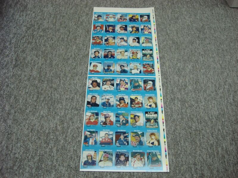 Vintage uncut sheet of 1991 K&W Race Cards URC Sprint Series featuring Grandview Speedway drivers