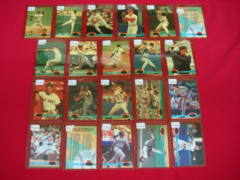 21 unique 1991 Stadium Club (TSC) non-foil promo baseball cards.