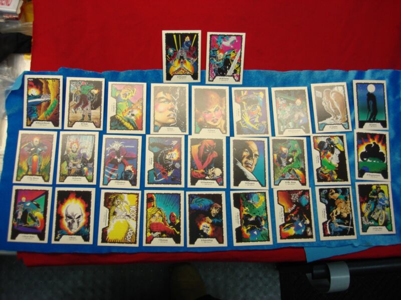 Complete set of 29 graded 1990 Ghost Rider comic puzzle cards