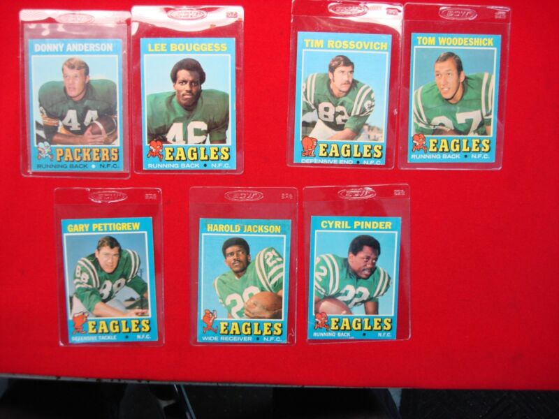 Vintage 1971 Topps Football Cards - Philadelphia Eagles 7-Card Lot