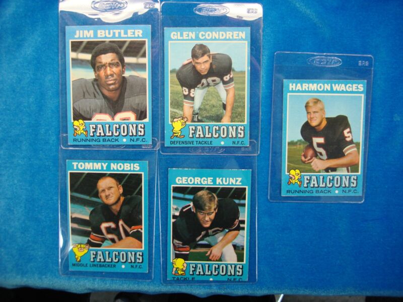 Vintage 1971 Topps Football Cards - New York Giants 5-Card Lot