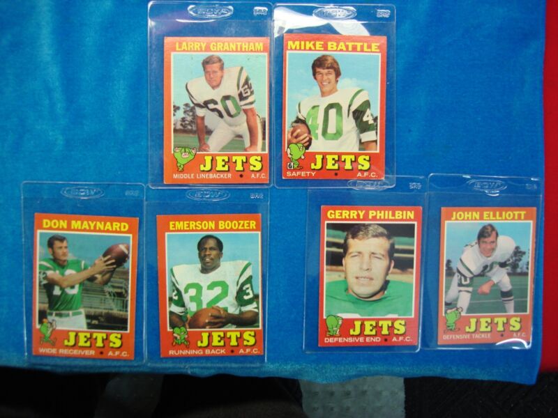 Vintage 1971 Topps Football card lot featuring New York Jets players
