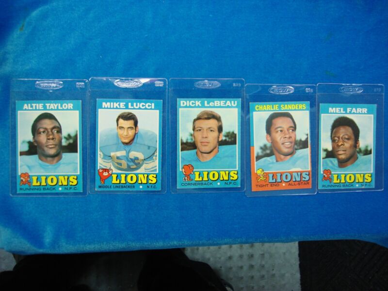 Vintage 1971 Topps Detroit Lions Football Card Lot