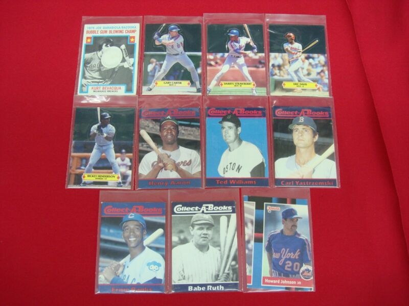 Vintage baseball card lot of 11 stars and oddities, professionally sleeved