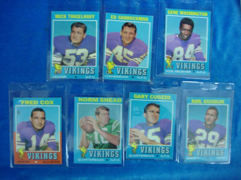 Vintage 1971 Topps Minnesota Vikings Football Card Lot (7 Cards)