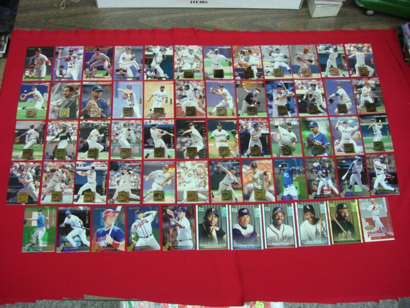 Collection of 63 Donruss Press Proof Baseball cards, including gold parallels, stars, and rookie cards.