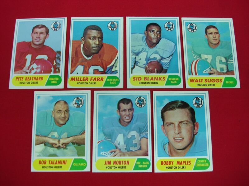 1968 Topps Football Houston Oilers Card Lot (7 Cards)