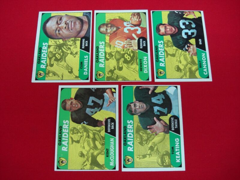 Vintage 1968 Topps Oakland Raiders football cards