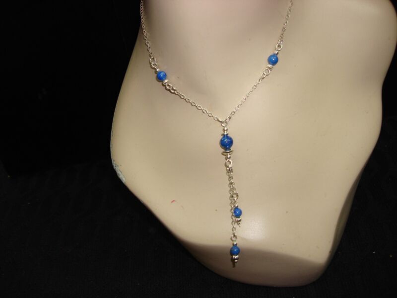 Vintage Sterling Silver Lapis Lazuli Statement Necklace (925)