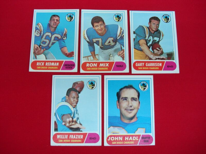 Vintage 1968 Topps San Diego Chargers Football Card Lot