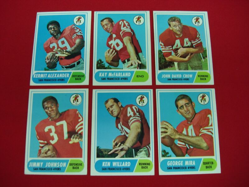 1968 Topps San Francisco 49ers football card lot of six cards in excellent/better condition