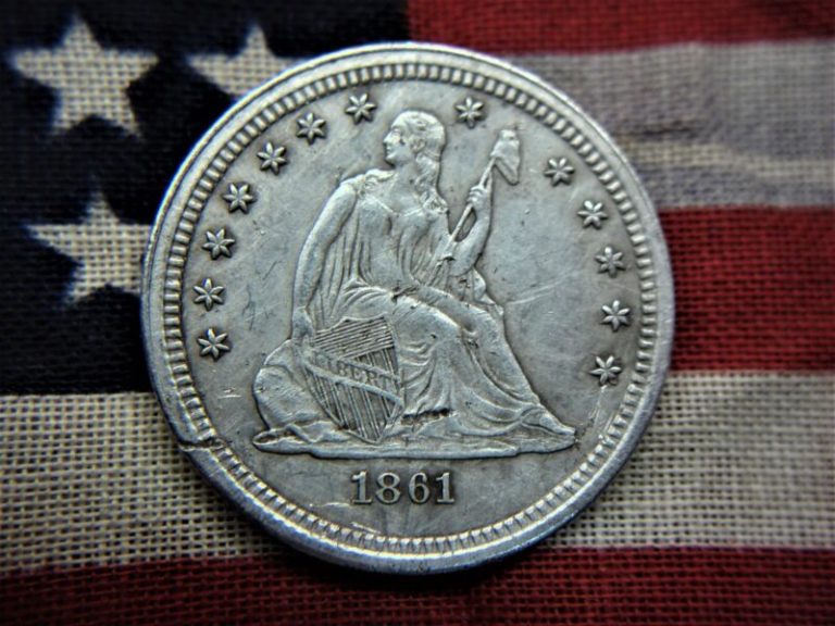 1861 Seated Quarter, Variety 1, no motto, Civil War era coin with detail and light scratching